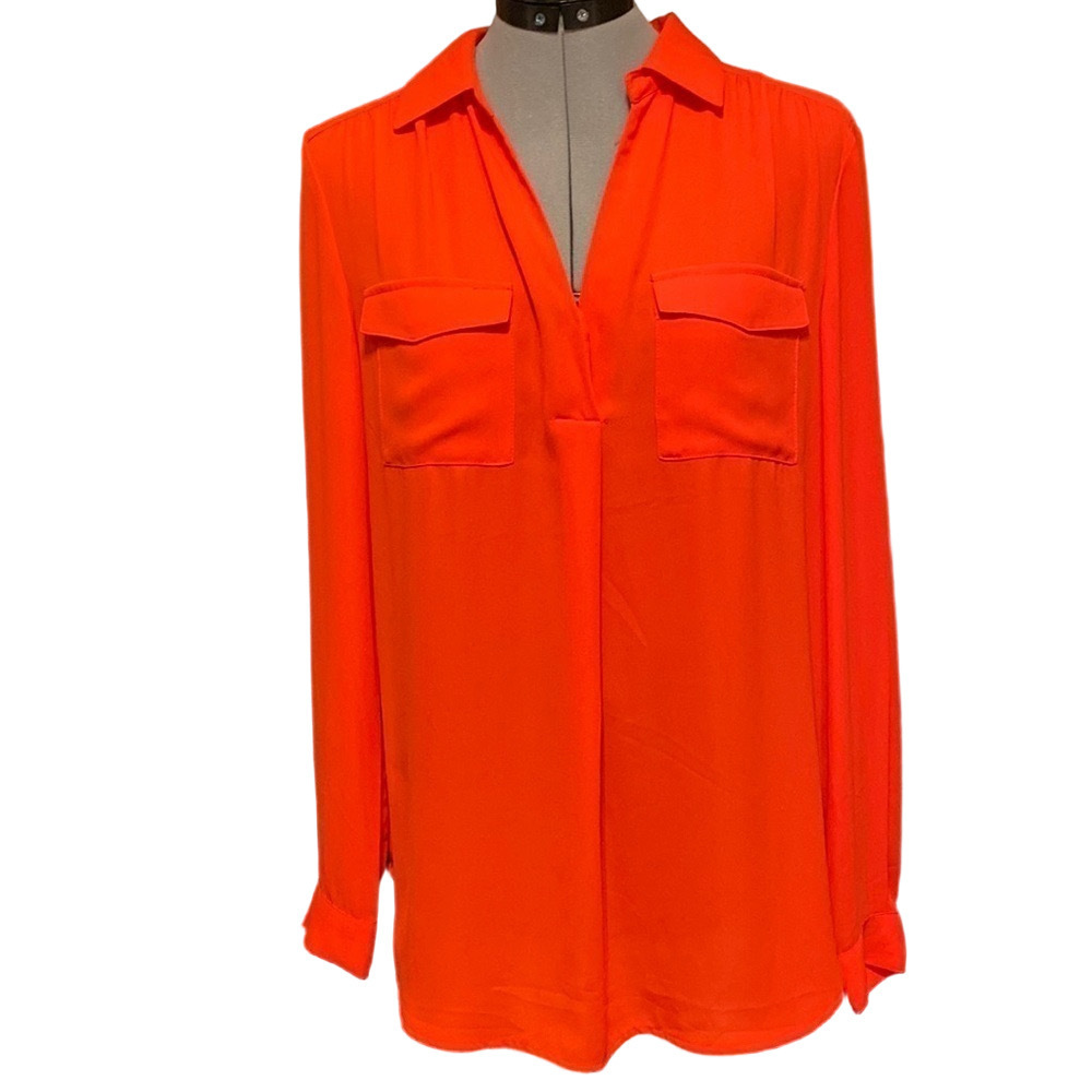 PREMISE Long Sleeve Button-Down Red Blouse Size M NWT